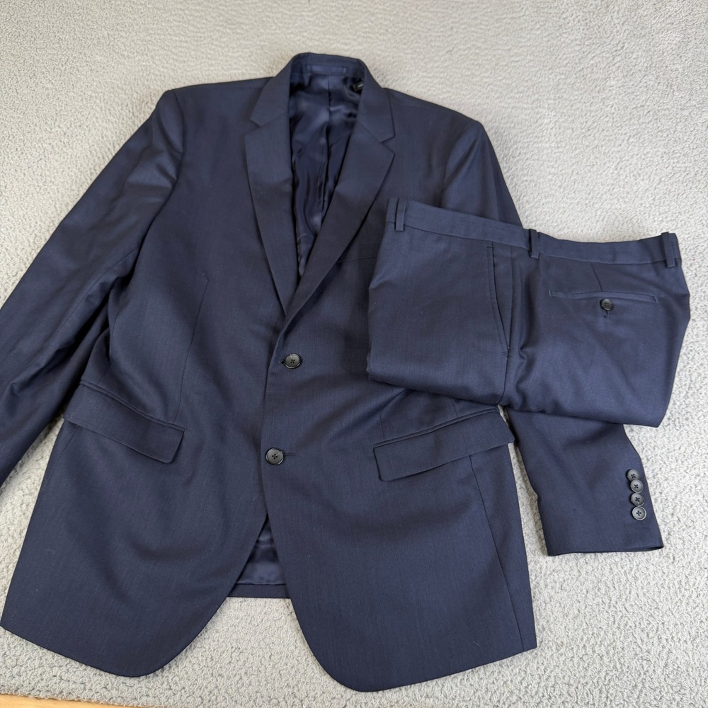 Theory Suit Mens 44R/36 Navy Marlo Ostro Xylo NP 100% Wool Two-Piece Tailored